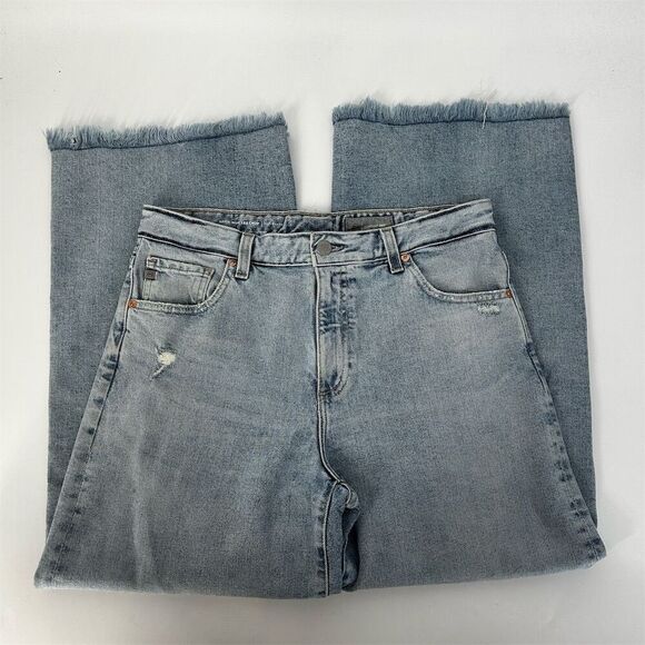 AG Saige Wide Leg Crop High Rise Frayed Hem Light Wash Jean, size - Picture 5 of 14